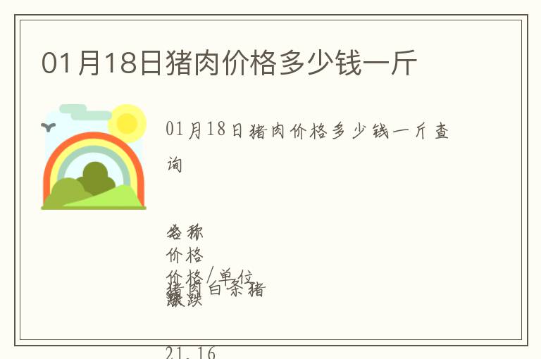 01月18日豬肉價格多少錢一斤