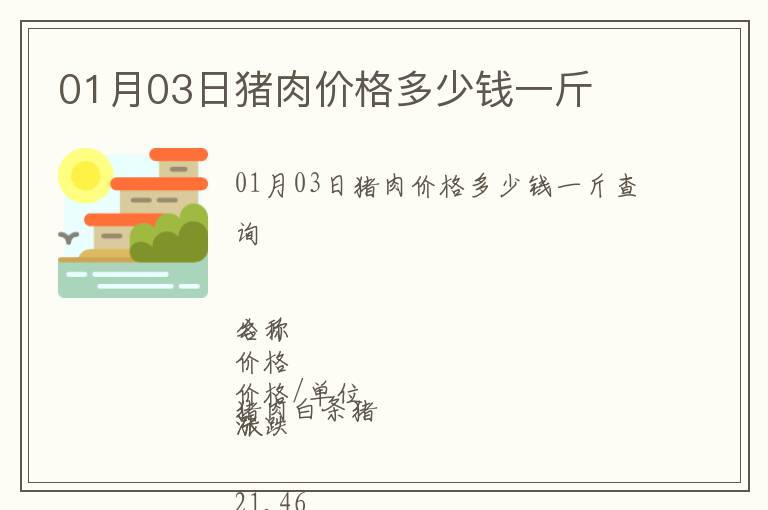 01月03日豬肉價格多少錢一斤