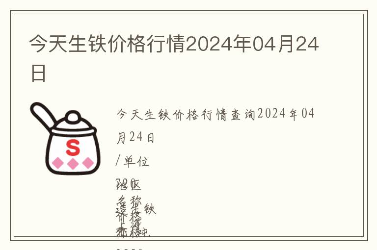 今天生鐵價格行情2024年04月24日