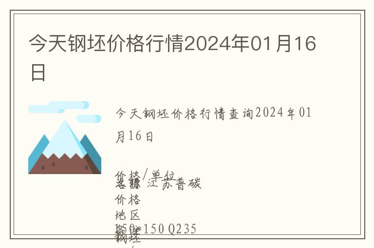 今天鋼坯價(jià)格行情2024年01月16日