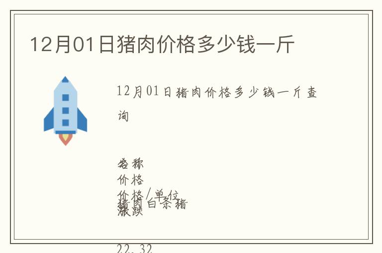 12月01日豬肉價格多少錢一斤