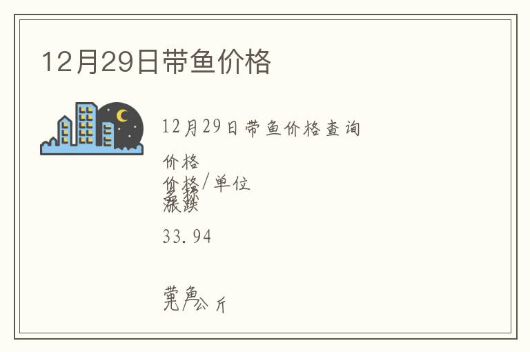 12月29日帶魚價格