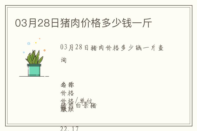 03月28日豬肉價格多少錢一斤