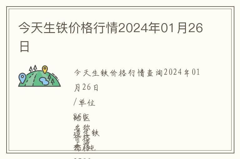 今天生鐵價格行情2024年01月26日