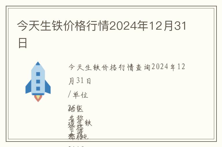 今天生鐵價格行情2024年12月31日