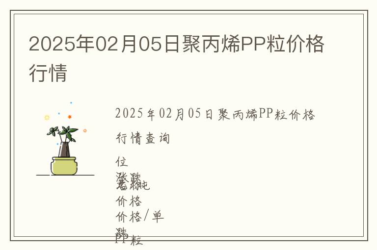 2025年02月05日聚丙烯PP粒價格行情
