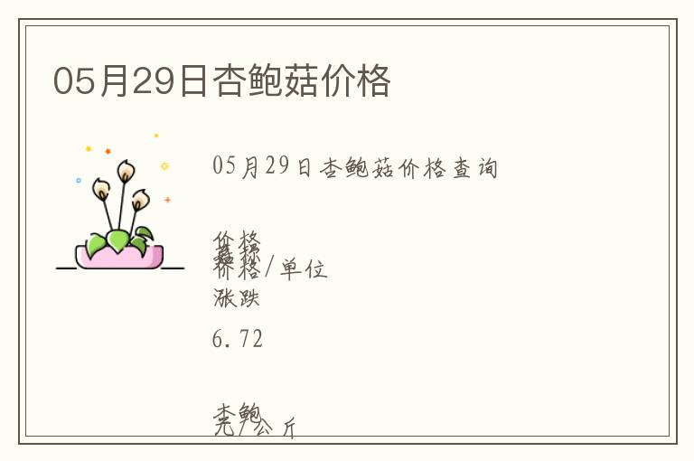 05月29日杏鮑菇價格