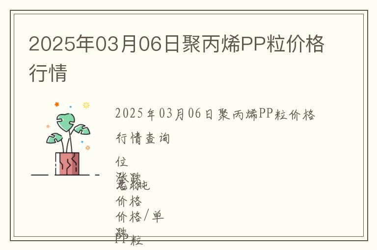 2025年03月06日聚丙烯PP粒價格行情