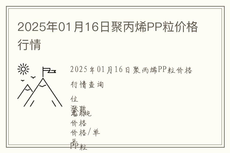 2025年01月16日聚丙烯PP粒價格行情