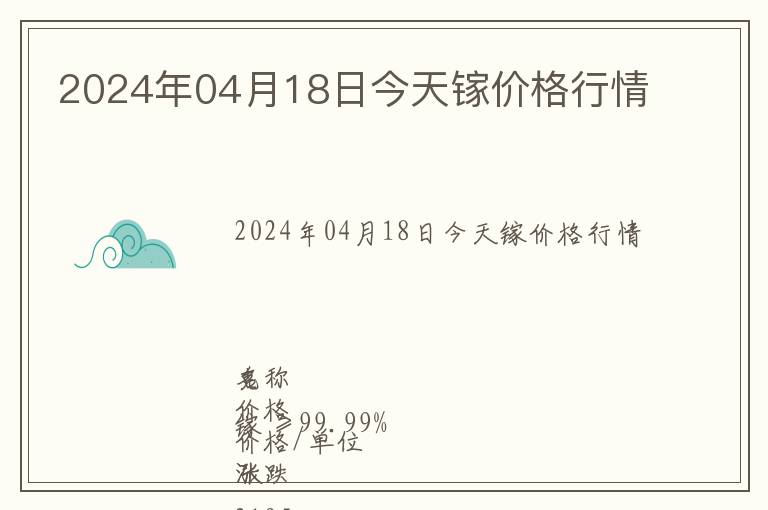 2024年04月18日今天鎵價格行情