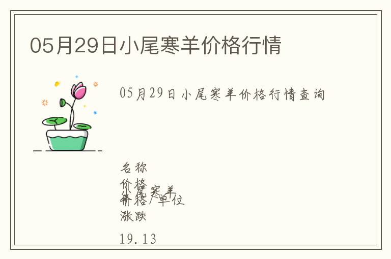 05月29日小尾寒羊價格行情