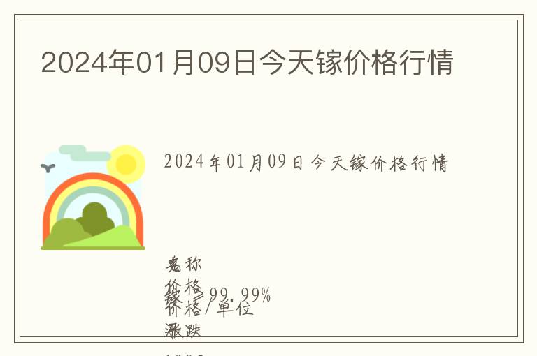 2024年01月09日今天鎵價格行情
