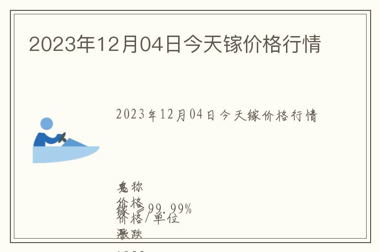 2023年12月04日今天鎵價格行情