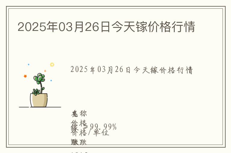 2025年03月26日今天鎵價格行情