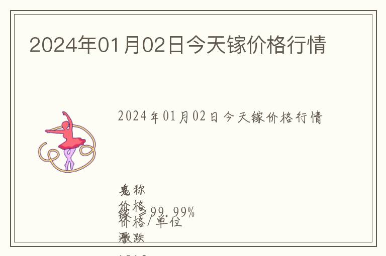 2024年01月02日今天鎵價(jià)格行情