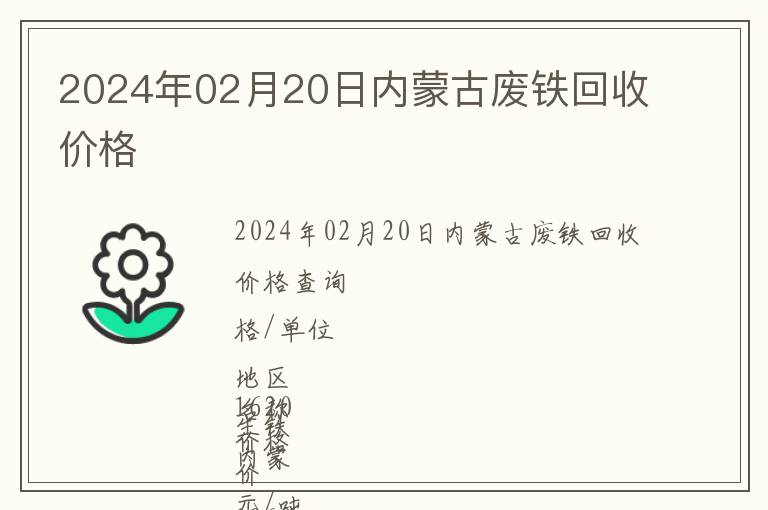 2024年02月20日內(nèi)蒙古廢鐵回收價格