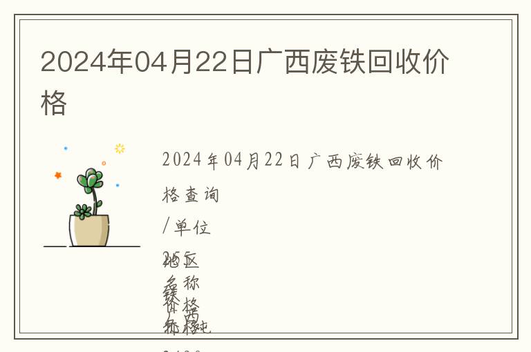 2024年04月22日廣西廢鐵回收價格