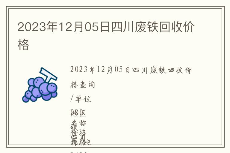 2023年12月05日四川廢鐵回收價格