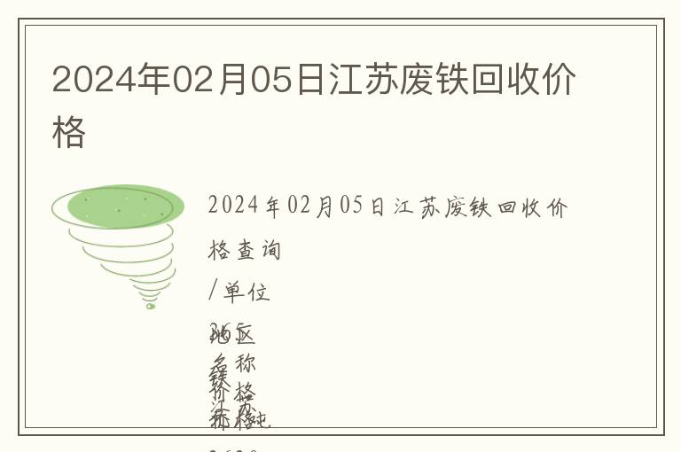 2024年02月05日江蘇廢鐵回收價(jià)格