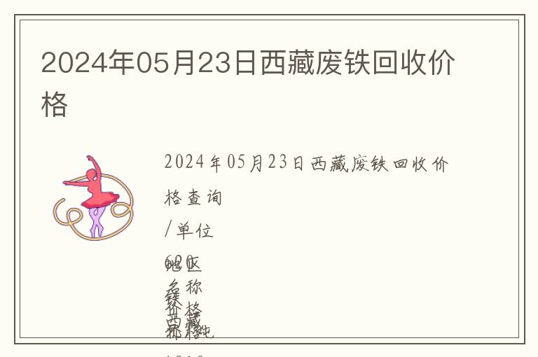 2024年05月23日西藏廢鐵回收價格