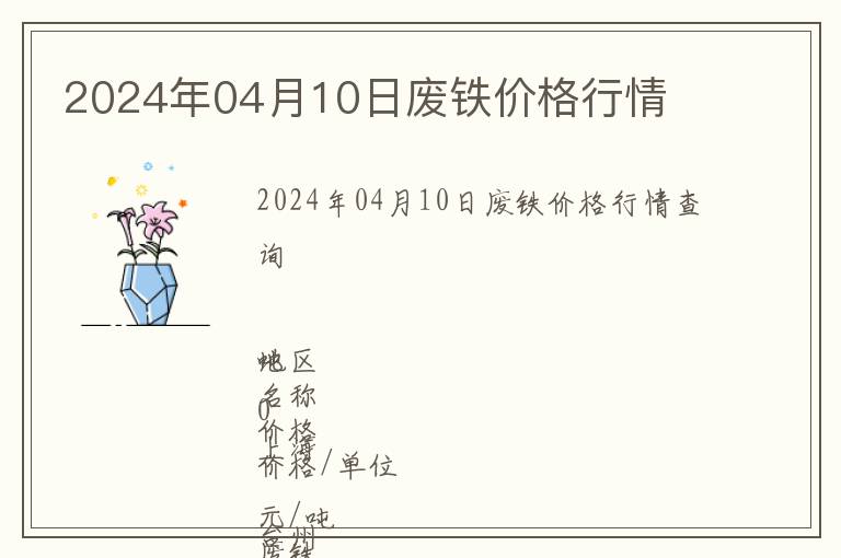 2024年04月10日廢鐵價格行情