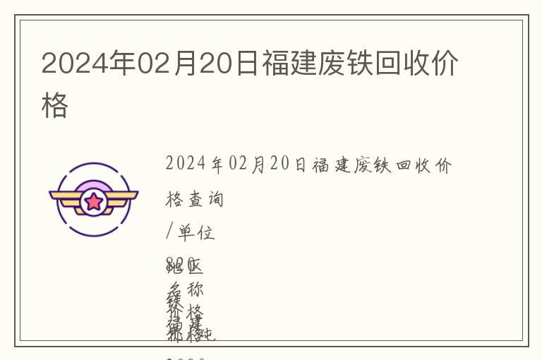 2024年02月20日福建廢鐵回收價格