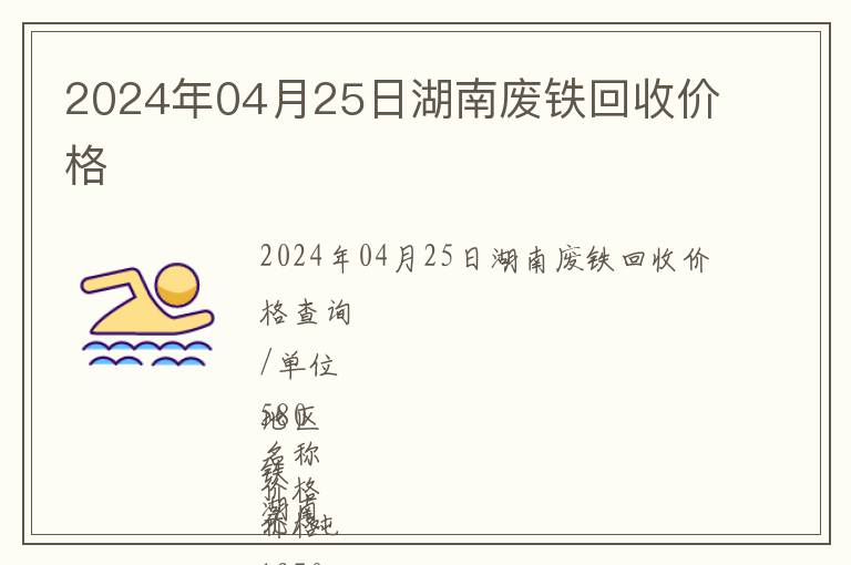2024年04月25日湖南廢鐵回收價格