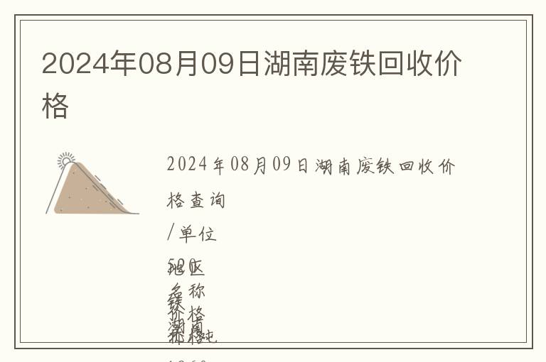 2024年08月09日湖南廢鐵回收價格