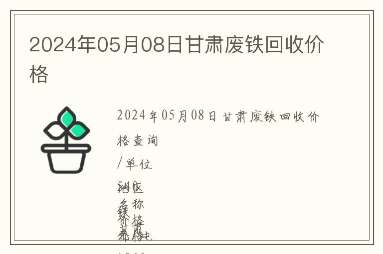 2024年05月08日甘肅廢鐵回收價(jià)格