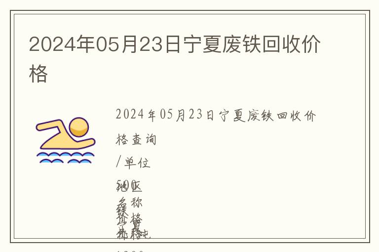 2024年05月23日寧夏廢鐵回收價(jià)格
