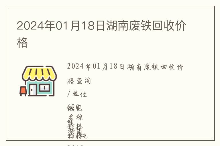 2024年01月18日湖南廢鐵回收價格