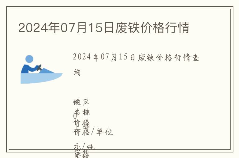 2024年07月15日廢鐵價(jià)格行情
