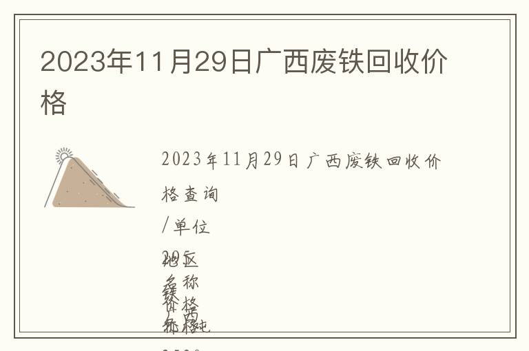 2023年11月29日廣西廢鐵回收價格