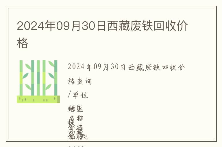 2024年09月30日西藏廢鐵回收價格