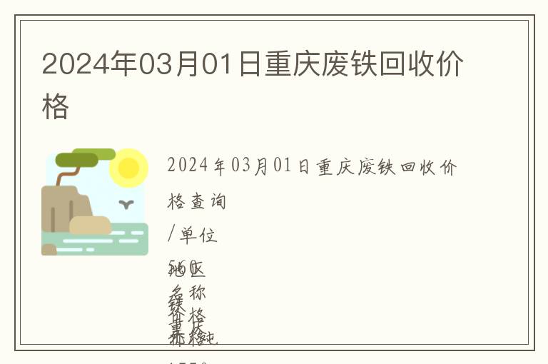 2024年03月01日重慶廢鐵回收價格