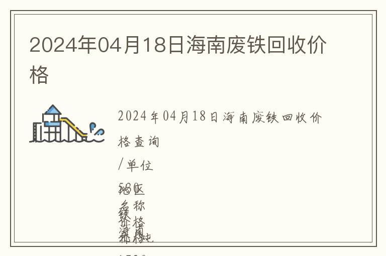 2024年04月18日海南廢鐵回收價格