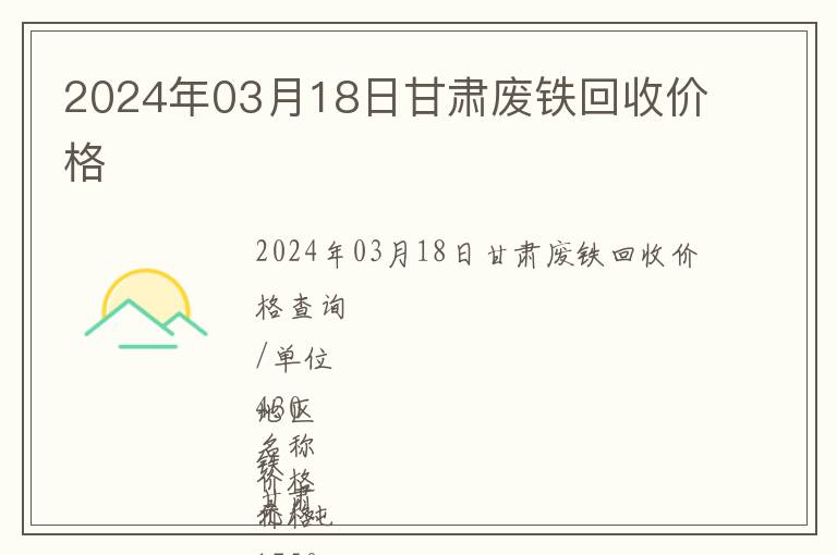 2024年03月18日甘肅廢鐵回收價格
