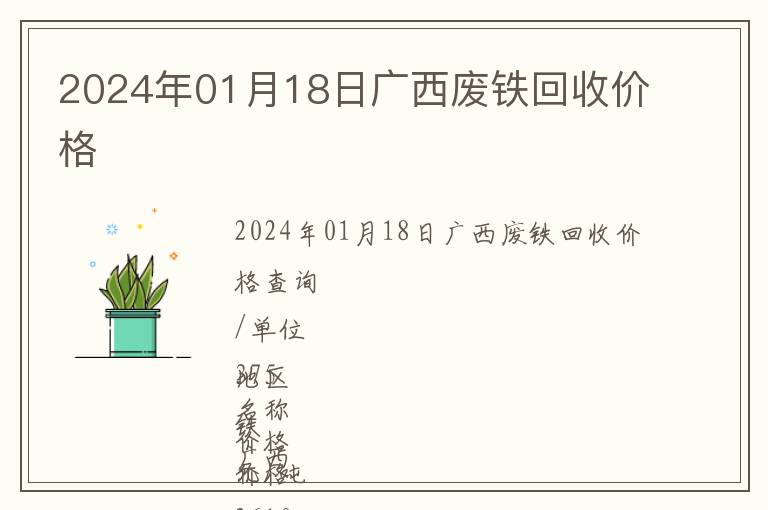 2024年01月18日廣西廢鐵回收價格