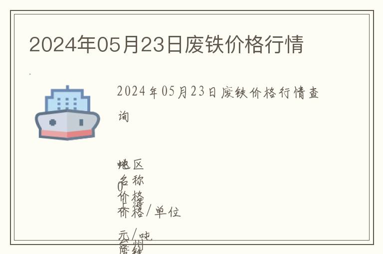 2024年05月23日廢鐵價(jià)格行情