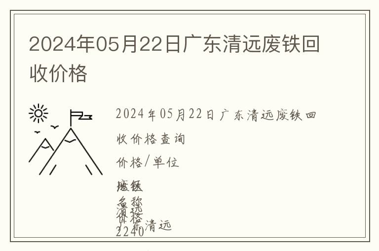 2024年05月22日廣東清遠(yuǎn)廢鐵回收價(jià)格