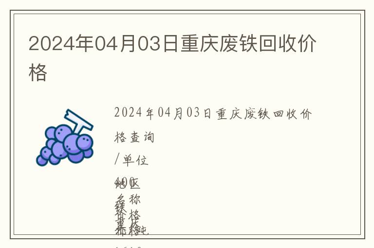 2024年04月03日重慶廢鐵回收價(jià)格
