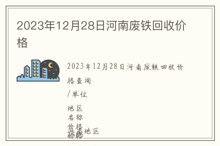 2023年12月28日河南廢鐵回收價(jià)格