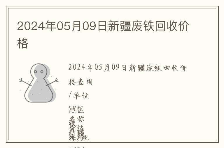 2024年05月09日新疆廢鐵回收價格