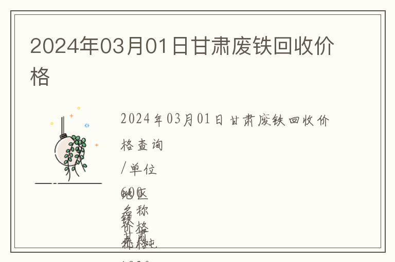 2024年03月01日甘肅廢鐵回收價格