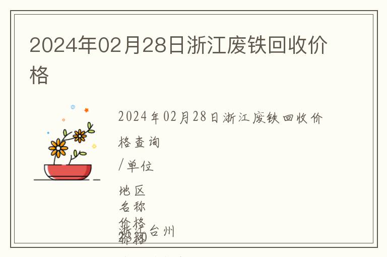 2024年02月28日浙江廢鐵回收價格