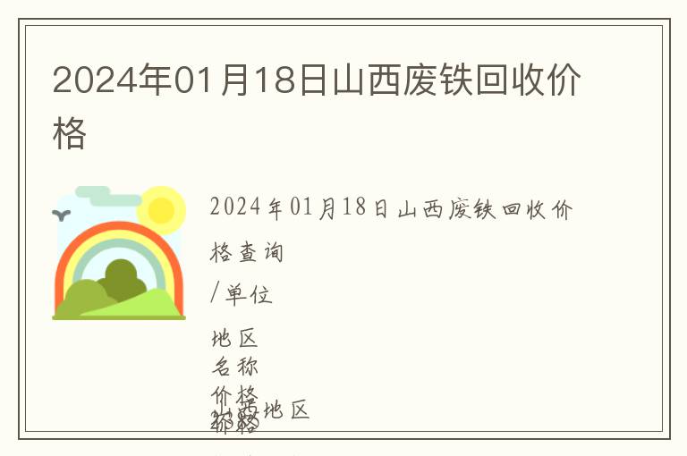 2024年01月18日山西廢鐵回收價(jià)格