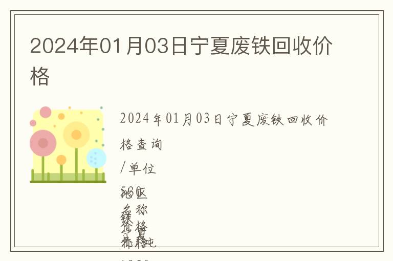 2024年01月03日寧夏廢鐵回收價格