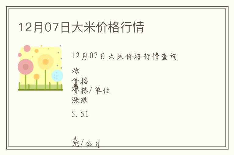 12月07日大米價(jià)格行情