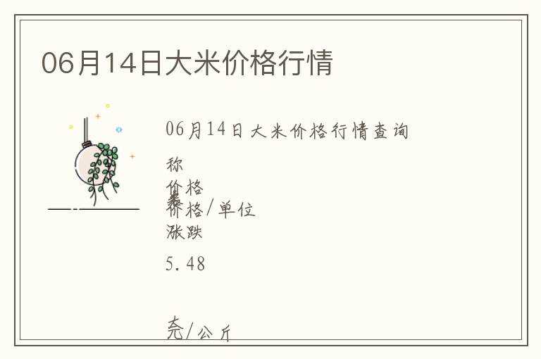 06月14日大米價格行情