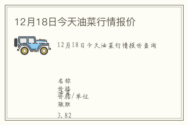12月18日今天油菜行情報價